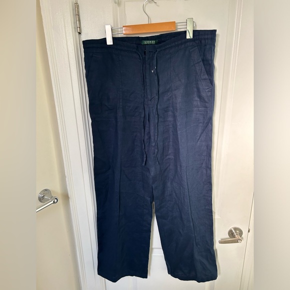 Ralph Lauren women’s navy 100% linen pants - Picture 2 of 15